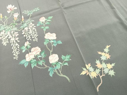平和屋着物●訪問着　友禅　作家物　枝花文　正絹　逸品　AABI9024fy