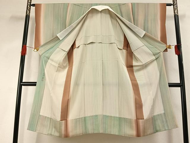 平和屋着物●長襦袢　無双仕立て　作家物　縞　伊豆つばき染　正絹　逸品　AABI9025fy