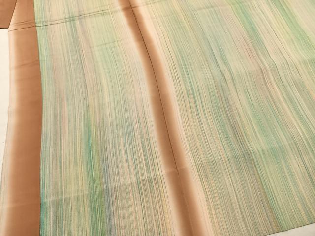 平和屋着物●長襦袢　無双仕立て　作家物　縞　伊豆つばき染　正絹　逸品　AABI9025fy