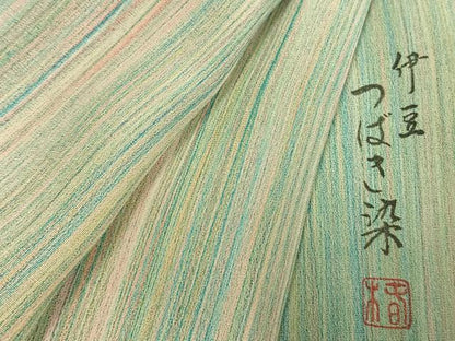 平和屋着物●長襦袢　無双仕立て　作家物　縞　伊豆つばき染　正絹　逸品　AABI9025fy