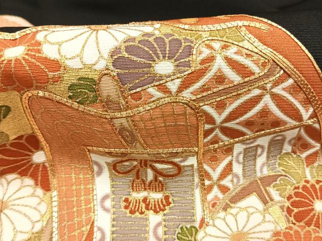 平和屋着物●創業460年・千總　黒留袖　駒刺繍　御所車花鳥文　金彩　正絹　逸品　AABI9027fy