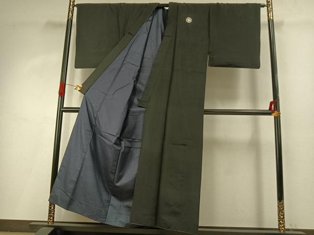 平和屋着物●男性　黒紋付　正絹　逸品　AABI9035fy