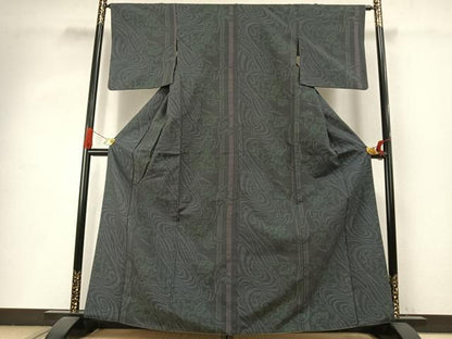 平和屋着物●結城紬　80亀甲　花唐草文　正絹　逸品　AABI9037fy