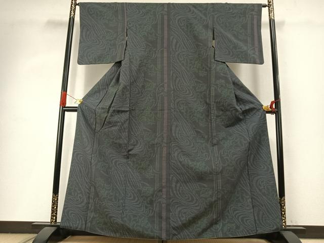 平和屋着物●結城紬　80亀甲　花唐草文　正絹　逸品　AABI9037fy