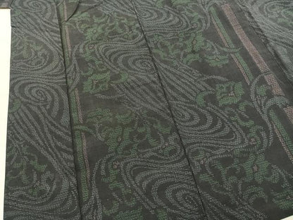 平和屋着物●結城紬　80亀甲　花唐草文　正絹　逸品　AABI9037fy