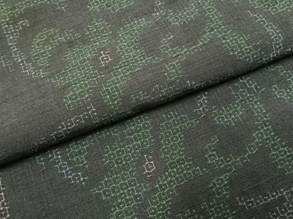 平和屋着物●結城紬　80亀甲　花唐草文　正絹　逸品　AABI9037fy