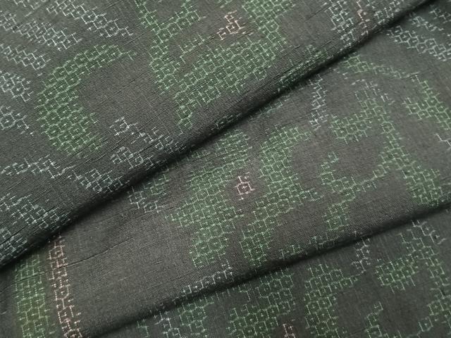 平和屋着物●結城紬　80亀甲　花唐草文　正絹　逸品　AABI9037fy