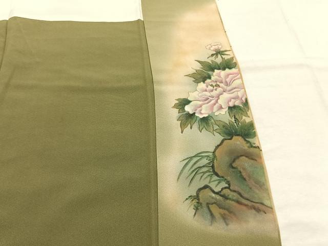平和屋着物●色留訪問着　作家物　手描き　孔雀花文　暈し染め　正絹　逸品　AABI9040fy