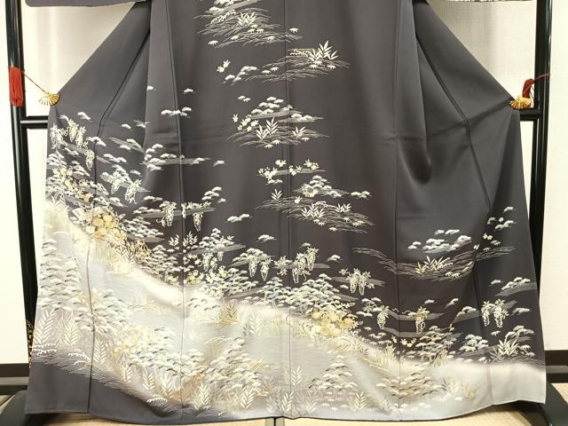 平和屋着物●訪問着　友禅　駒刺繍　松竹梅　暈し染め　金彩　正絹　逸品　AABI9043fy