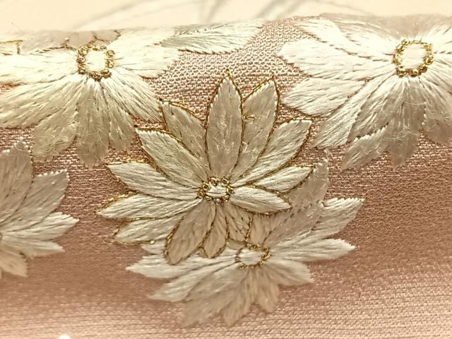 平和屋着物●訪問着　総手刺繍　草花文　金糸　正絹　逸品　AABI9045fy