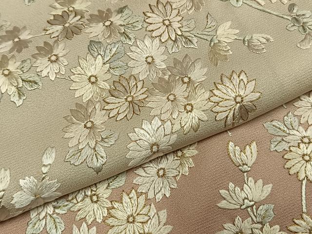 平和屋着物●訪問着　総手刺繍　草花文　金糸　正絹　逸品　AABI9045fy