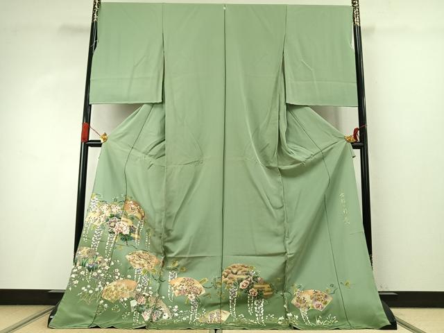 平和屋着物●金彩友禅作家　木村桂友　訪問着　古都乃彩　金銀彩　仮絵羽　正絹　逸品　未使用　AABI9047fy
