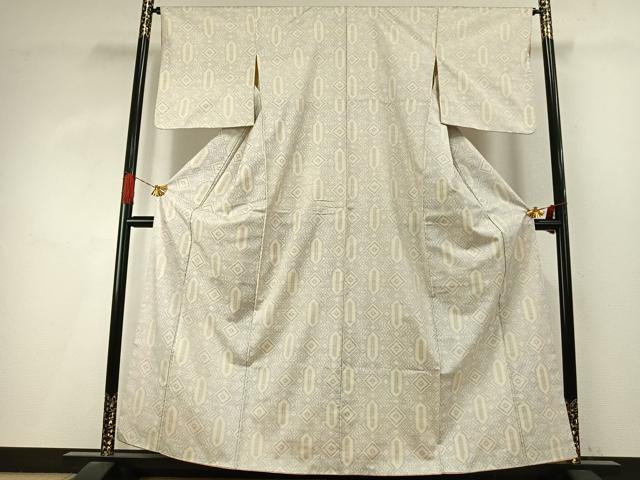 平和屋着物●本場大島紬　白大島　幾何学文様　正絹　逸品　AABI9050fy