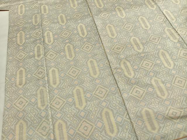 平和屋着物●本場大島紬　白大島　幾何学文様　正絹　逸品　AABI9050fy