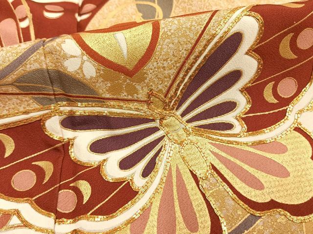 平和屋着物●豪華振袖　駒刺繍　花蝶文　暈し染め　金彩　正絹　逸品　AABI9054fy