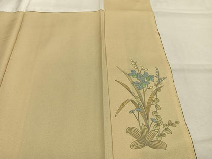 平和屋着物●加納真　訪問着　手描き　花鳥文　暈し染め　金彩　正絹　逸品　AABI9057fy