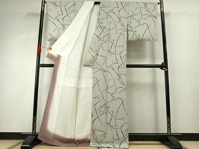 平和屋着物●上質な小紋　幾何学文様　正絹　逸品　AABI9065fy