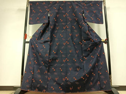 平和屋着物●上質な紬　琉球絣　正絹　逸品　AABI9066fy