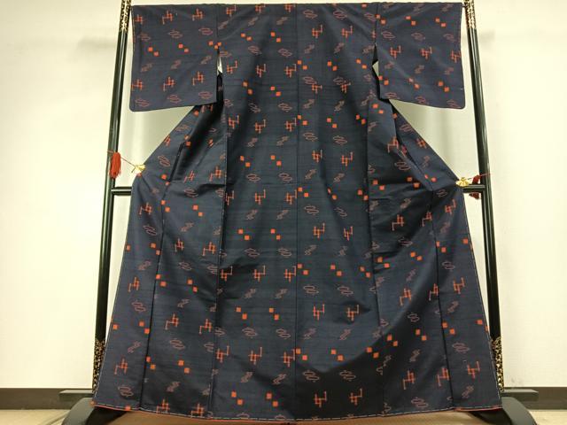 平和屋着物●上質な紬　琉球絣　正絹　逸品　AABI9066fy