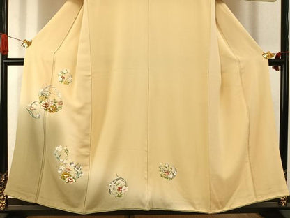平和屋着物●訪問着　駒刺繍　草花文　暈し染め　金彩　正絹　逸品　AABI9068fy