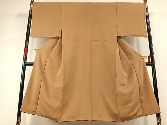 平和屋着物●男性　色無地　黄橡色　鬼しぼ縮緬　正絹　逸品　AABI9070fy