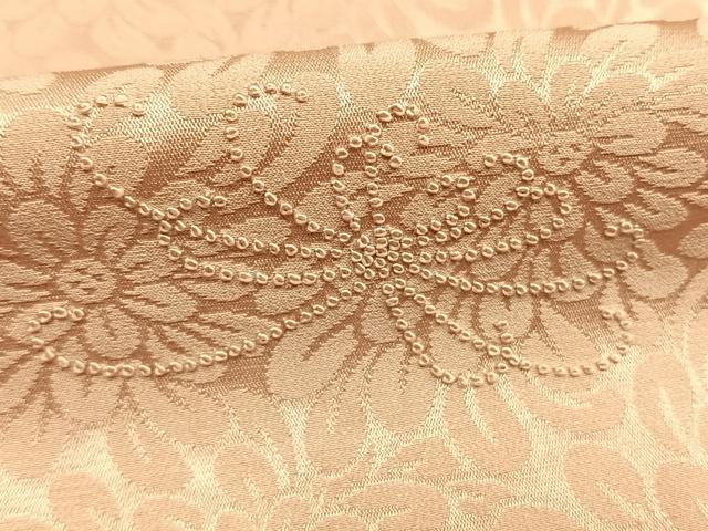 平和屋着物●上質な色無地　中国三大刺繍　相良刺繍　花尽くし地紋　水柿色　正絹　逸品　AABI9074fy