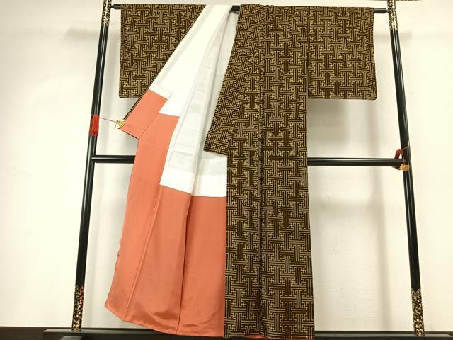 平和屋着物●本場大島紬　龍郷絣　秋名バラ　アンサンブル　正絹　逸品　AABI9075fy