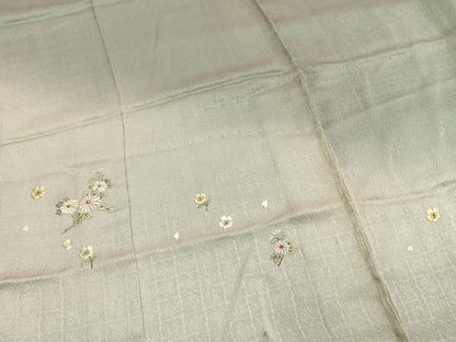 平和屋着物●色留訪問着　紫孫　総刺繍　草花文　暈し染め　金糸　仮絵羽　正絹　逸品　未使用　AABI9076fy