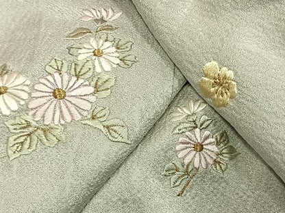 平和屋着物●色留訪問着　紫孫　総刺繍　草花文　暈し染め　金糸　仮絵羽　正絹　逸品　未使用　AABI9076fy