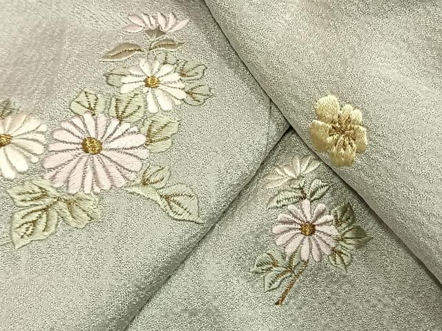 平和屋着物●色留訪問着　紫孫　総刺繍　草花文　暈し染め　金糸　仮絵羽　正絹　逸品　未使用　AABI9076fy