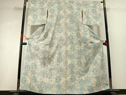 平和屋着物●小千谷紬　吉祥花文　正絹　逸品　AABI9079fy