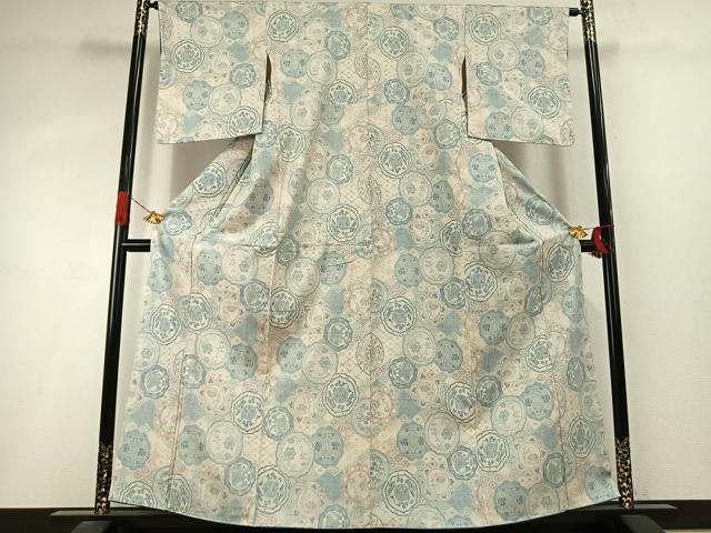 平和屋着物●小千谷紬　吉祥花文　正絹　逸品　AABI9079fy