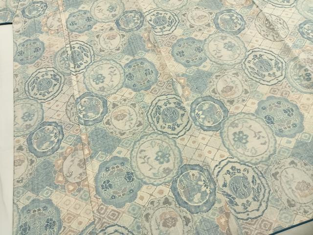 平和屋着物●小千谷紬　吉祥花文　正絹　逸品　AABI9079fy