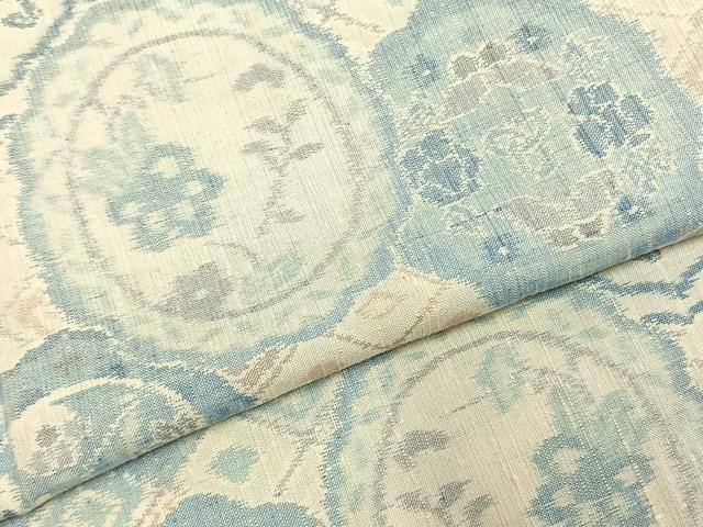 平和屋着物●小千谷紬　吉祥花文　正絹　逸品　AABI9079fy