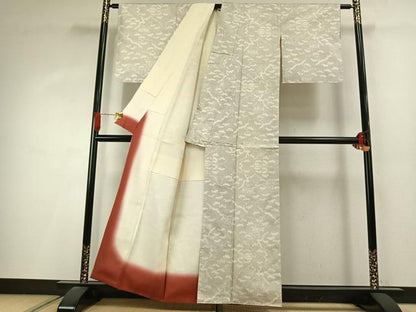 平和屋着物●本場大島紬　白大島　カタス　風景文　正絹　逸品　AABI9080fy