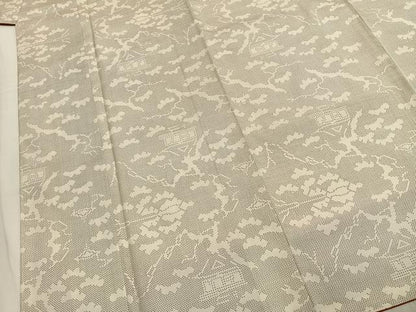 平和屋着物●本場大島紬　白大島　カタス　風景文　正絹　逸品　AABI9080fy