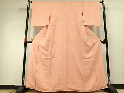 平和屋着物●上質な色無地　枝花地紋　赤香色　正絹　逸品　未使用　AABI9081fy