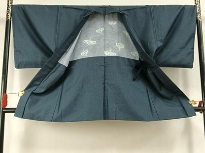 平和屋着物●男性　紬　アンサンブル　140亀甲　総詰め　正絹　逸品　AABI9083fy