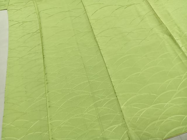 平和屋着物●上質な色無地　芝地紋　若菜色　正絹　逸品　AABI9084fy