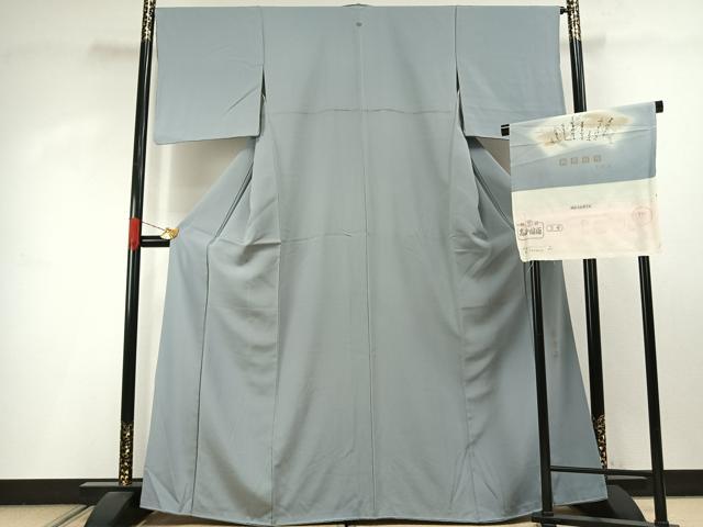 平和屋着物●上質な色無地　うこん染　千草鼠色　反端付き　正絹　逸品　AABI9085fy