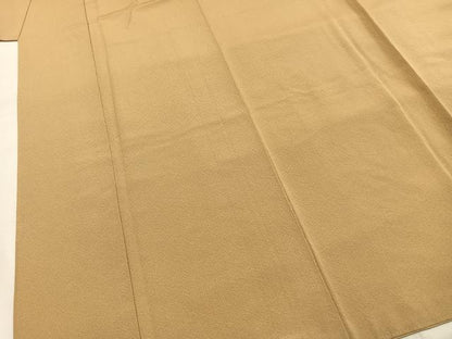 平和屋着物●上質な色無地　草木染　飴色　浜ちりめん　反端付き　正絹　逸品　AABI9086fy