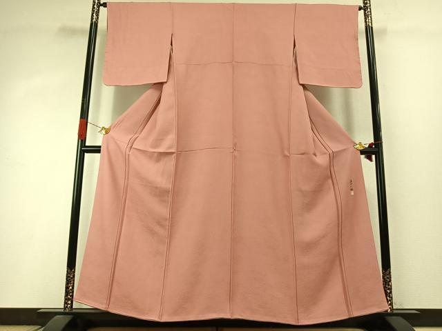 平和屋着物●本加賀友禅作家　毎田仁郎監修　色無地　珊瑚色　正絹　逸品　未使用　AABI9088fy