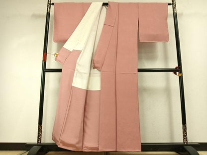 平和屋着物●本加賀友禅作家　毎田仁郎監修　色無地　珊瑚色　正絹　逸品　未使用　AABI9088fy