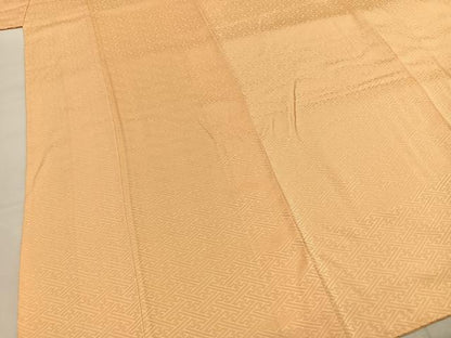 平和屋着物●上質な色無地　紗綾形地紋　杏色　正絹　逸品　未使用　AABI9089fy