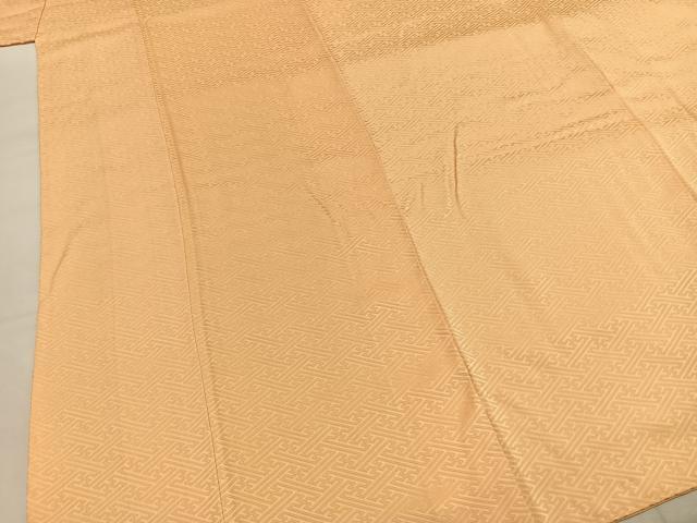 平和屋着物●上質な色無地　紗綾形地紋　杏色　正絹　逸品　未使用　AABI9089fy