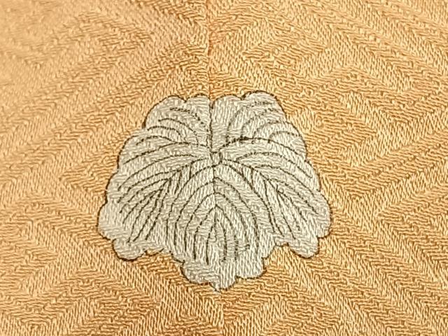 平和屋着物●上質な色無地　紗綾形地紋　杏色　正絹　逸品　未使用　AABI9089fy