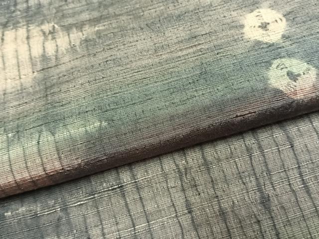 平和屋着物●上質な紬　絞り　幾何学文様　正絹　逸品　AABI9094fy