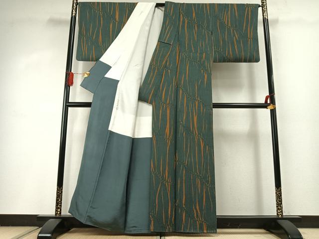 平和屋着物●上質な小紋　絞り　幾何学文様　正絹　逸品　AABI9097fy