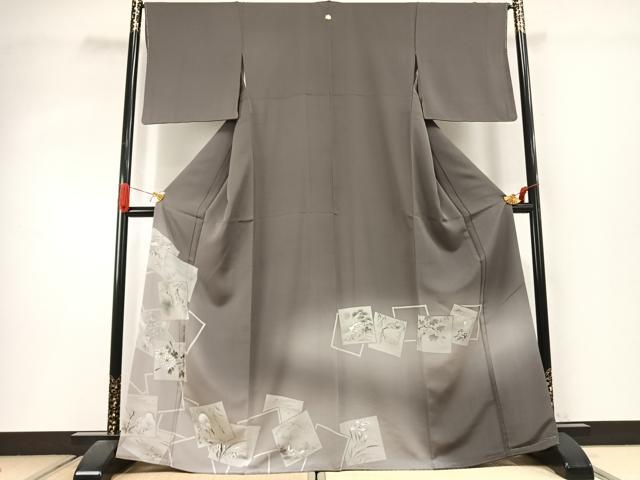 平和屋着物●豪華色留袖　手描き　色紙重ね花鳥文　暈し染め　正絹　逸品　AABI9098fy