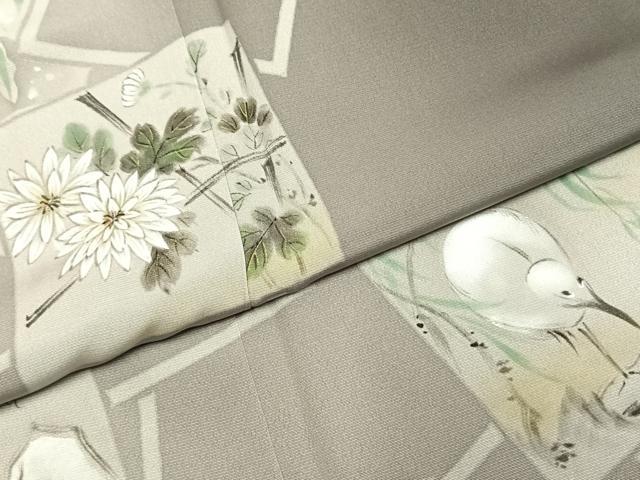 平和屋着物●豪華色留袖　手描き　色紙重ね花鳥文　暈し染め　正絹　逸品　AABI9098fy